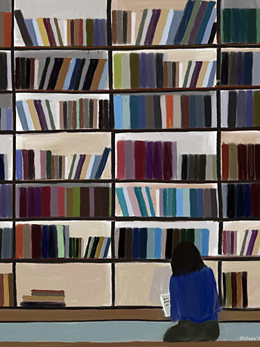 Quiet Library Reading Art Print by Osheensgallery