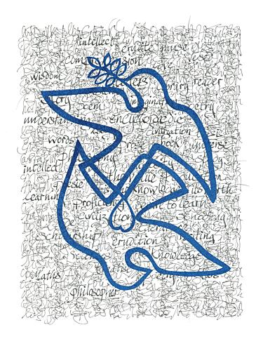 Peace Doves of Knowledge Art déco reproduction