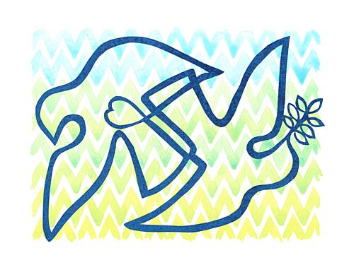 Peace Doves Olive Branch Art déco reproduction
