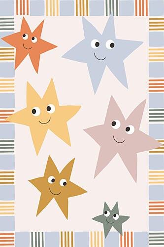 Colorful Happy Stars Art déco reproduction