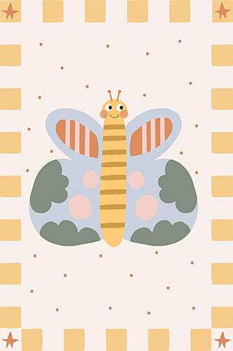 Cute Smiling Butterfly Art déco reproduction