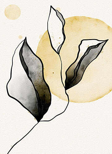 Golden Botanical Leaves Art déco reproduction