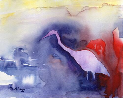 Graceful Heron Blues Art déco reproduction