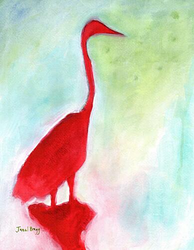 Red Heron Reflection Art déco reproduction