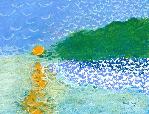 Vibrant Coastal Sunset Art déco reproduction