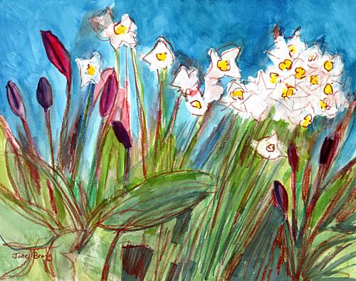 Vibrant Spring Daffodils Art déco reproduction