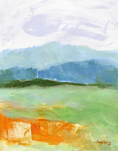 Vibrant Layered Landscape Art déco reproduction