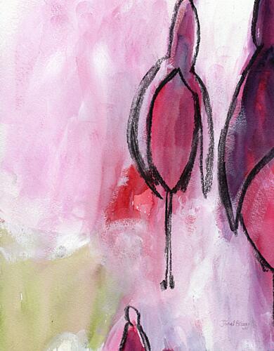 Vibrant Pink Fuchsias Art déco reproduction