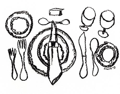 Elegant Table Setting Sketch Art déco reproduction