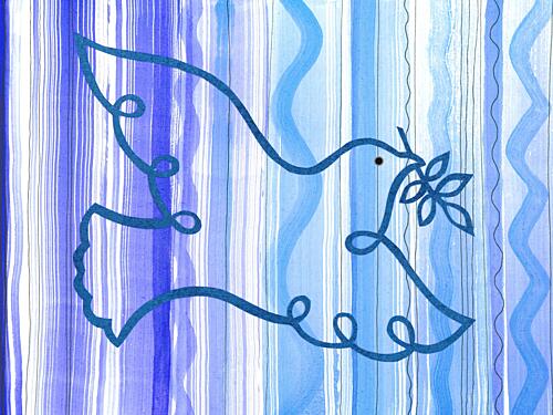 Serene Blue Dove Art déco reproduction