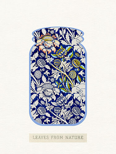 Indigo Floral Jar Art déco reproduction