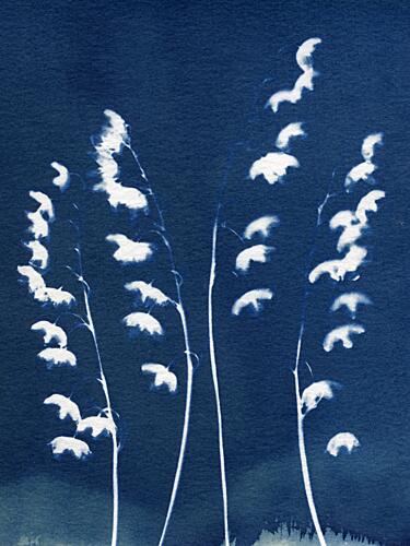Delicate Blue Botanicals Art Print by Chickweeds Studio
