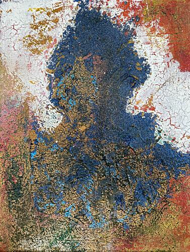 Cracked Blue Gold Abstract Gold Print