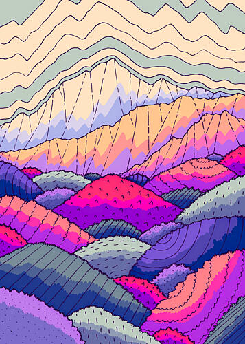 Vibrant Mountain Landscape Montagne reproduction