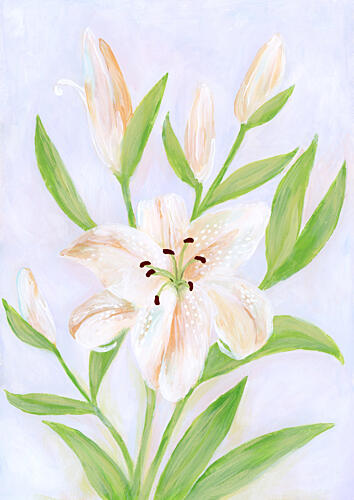 Blooming White Lilies Art déco reproduction