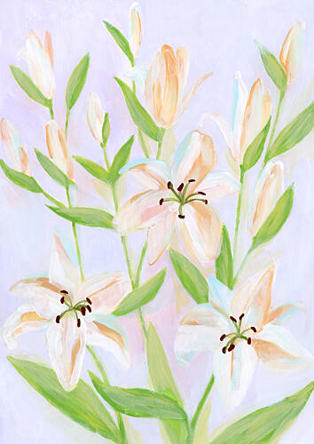 Delicate Pastel Lilies Art Print