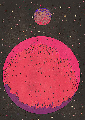 Pink Planets Above Art Print