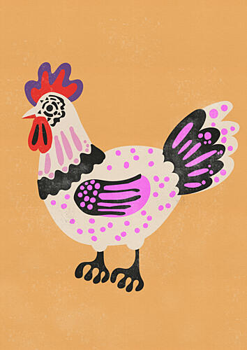 Whimsical Dotted Chicken Art Print