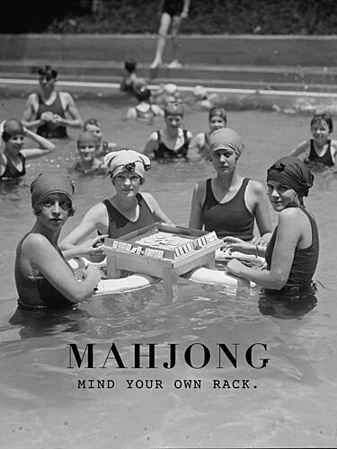 Vintage Poolside Mahjong Game Art Print
