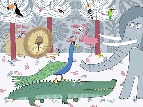 Happy Jungle Animals Art Print