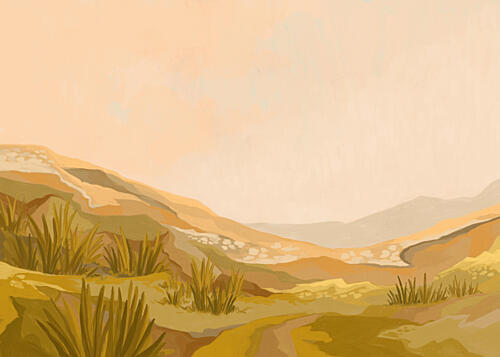 Golden Desert Landscape Doré reproduction