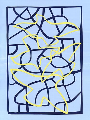 Dynamic Blue Yellow Maze Art Print