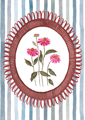 Pink Flowers Oval Frame Art Print