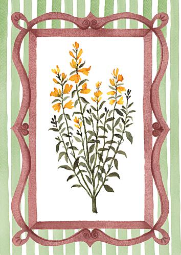 Yellow Flowers Striped Frame Art Print