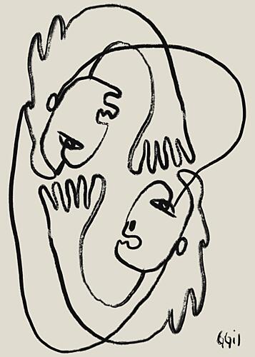 Connected Abstract Faces Art Print by GIovanna Gil Alves