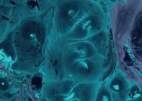 Deep Teal Fluid Swirls Art Print by Santhosh ch
