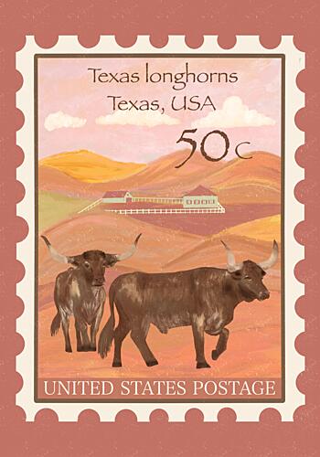 Texas Desert Longhorns Art Print by Aliya Putrus