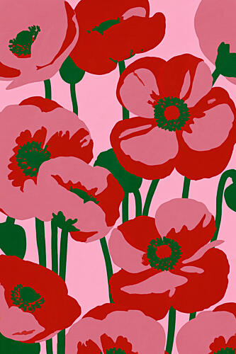 Modern Pink Poppies Moderne reproduction