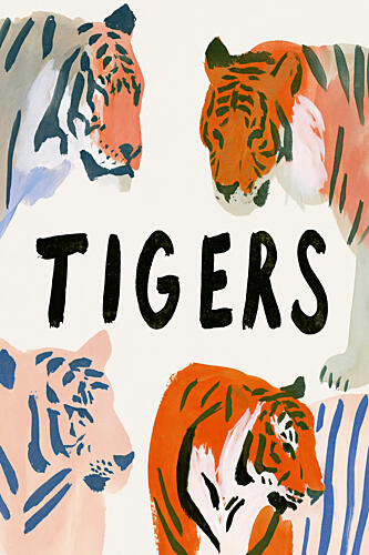 Colorful Tigers Art Print