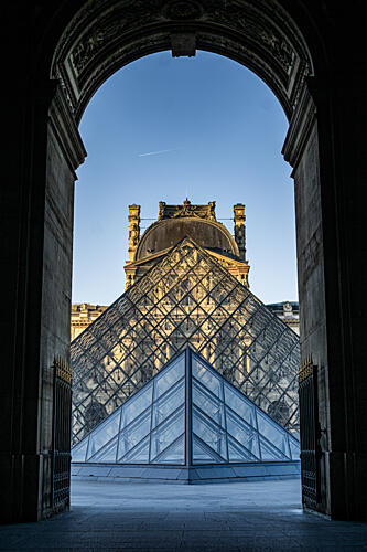 Louvre Pyramid Grand Arch Art Print by LEFEBVRE