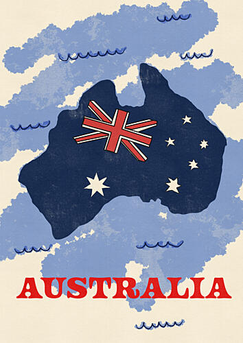 Retro Australia Travel Map Art Print