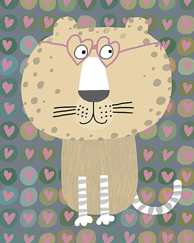 Cute Leopard Heart Glasses Art Print