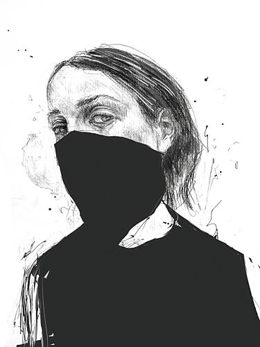 Masked Woman Gaze Art Print