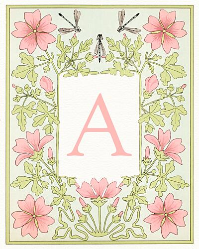 Botanical Initial a Art Print by Wild Violets