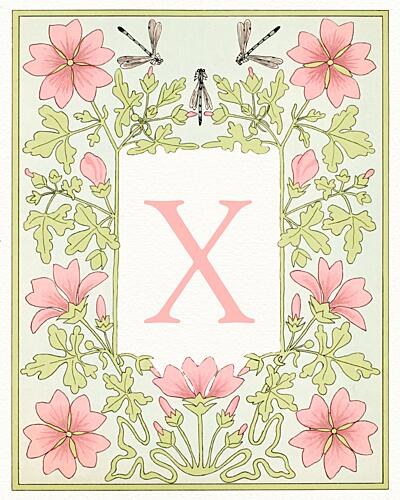 Art Nouveau Letter X Art nouveau reproduction