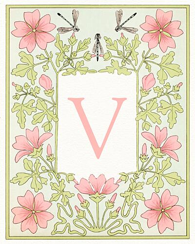 Elegant V Botanical Bloom Art Print by Wild Violets