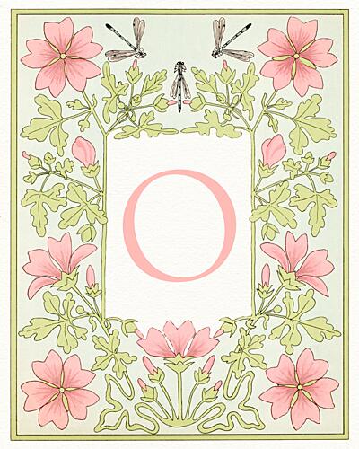 Elegant Floral Letter O Art Print by Wild Violets
