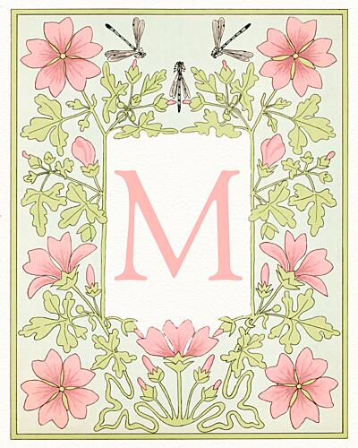 M Floral Monogram Art Print by Wild Violets
