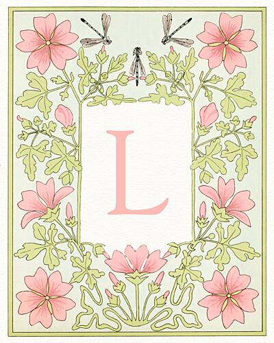 Pink Floral Letter L Art Print by Wild Violets
