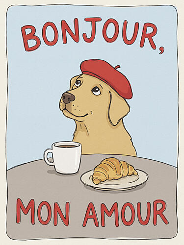 Bonjour Mon Amour Dog Art Print