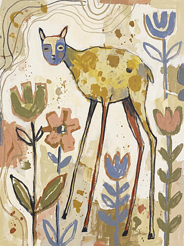 Whimsical Deer Garden Art Print