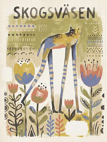 Whimsical Long-Legged Cat Art Print