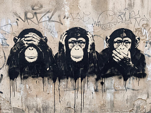 Three Wise Monkeys Stencil Art Print
