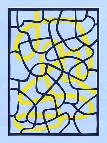 Modern Abstract Yellow Lines Moderne reproduction