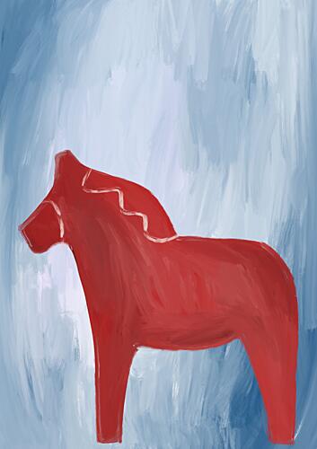 Red Dala Horse Art Print