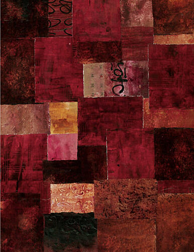 Crimson Patchwork Abstract Art Print